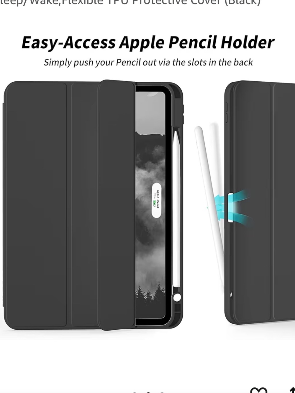Black iPad Pro/Air Case with Apple Pencil Holder